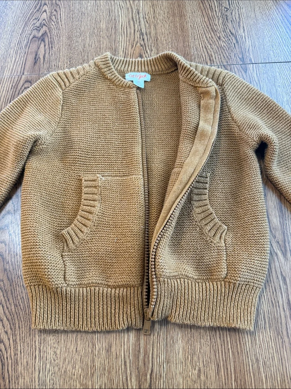 Cat & Jack Tan Zip-Up Knit Cardigan